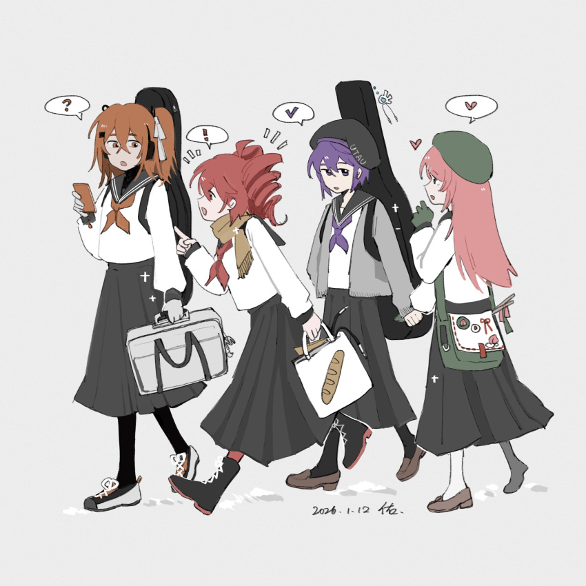 4girls, ?, a.i._voice, adachi_rei, bag, beret, cable, commentary_request