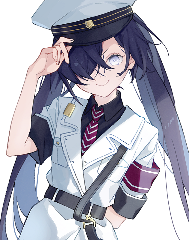 1girl, armband, belt, black_belt, black_hair, black_shirt, collared_shirt, commentary_request