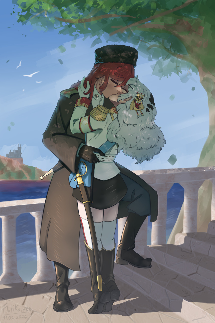 1girl, absurdres, alpha_(alpha_1918), androgynous, arditi, armband, bird, bishounen