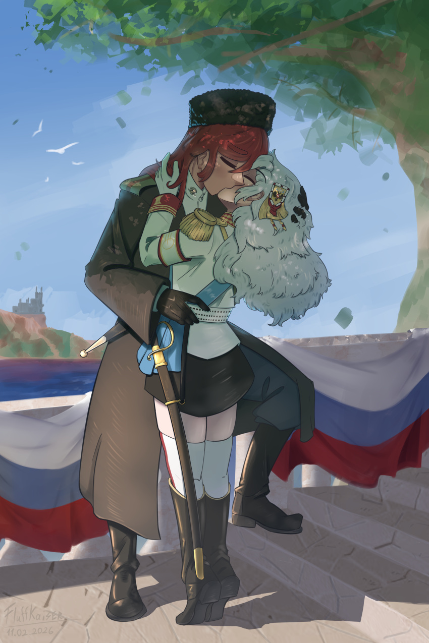 1girl, absurdres, alpha_(alpha_1918), androgynous, arditi, armband, bird, bishounen