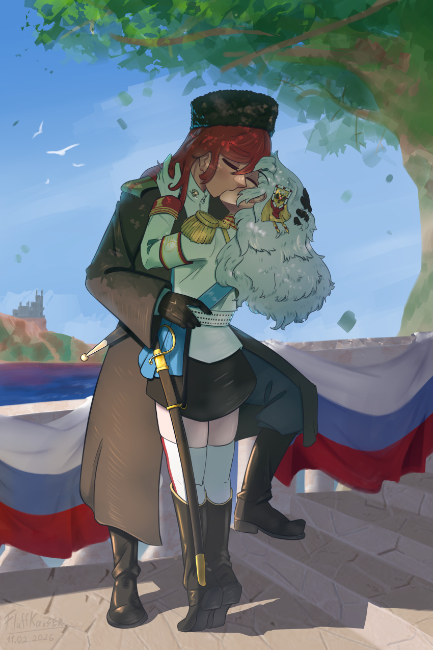 1girl, absurdres, alpha_(alpha_1918), androgynous, arditi, armband, bird, bishounen