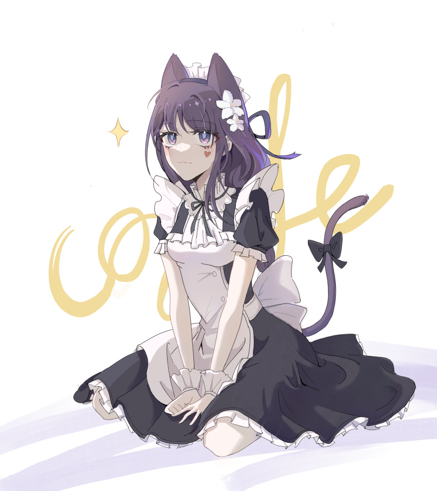 1girl, 52hzdelonely, absurdres, alternate_costume, animal_ears, apron, back_bow, black_bow