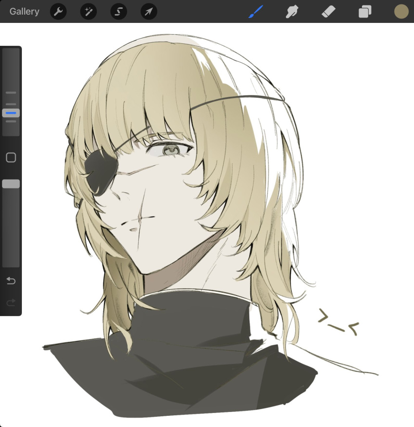 1boy, art_program_in_frame, badeni, blonde_hair, chi.:_chikyuu_no_undou_ni_tsuite, closed_mouth, commentary_request, cropped_shoulders