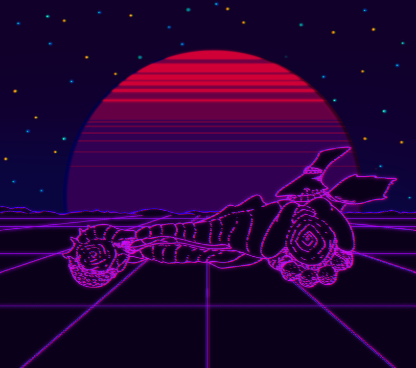 alien, complicatedstarman, highres, science_fiction, space, speculative_evolution, vaporwave
