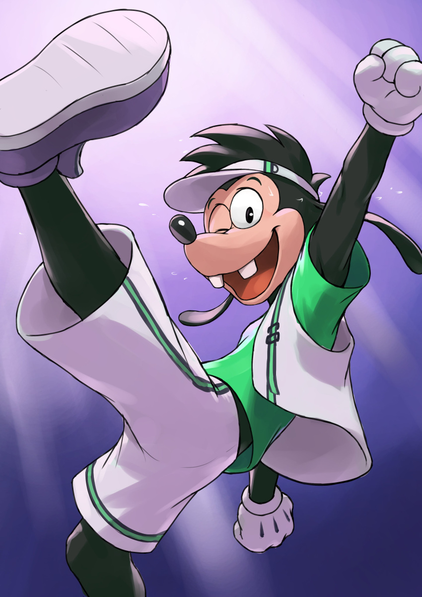 1boy, absurdres, arm_up, barontoko, black_fur, commentary_request, disneyland, floppy_ears