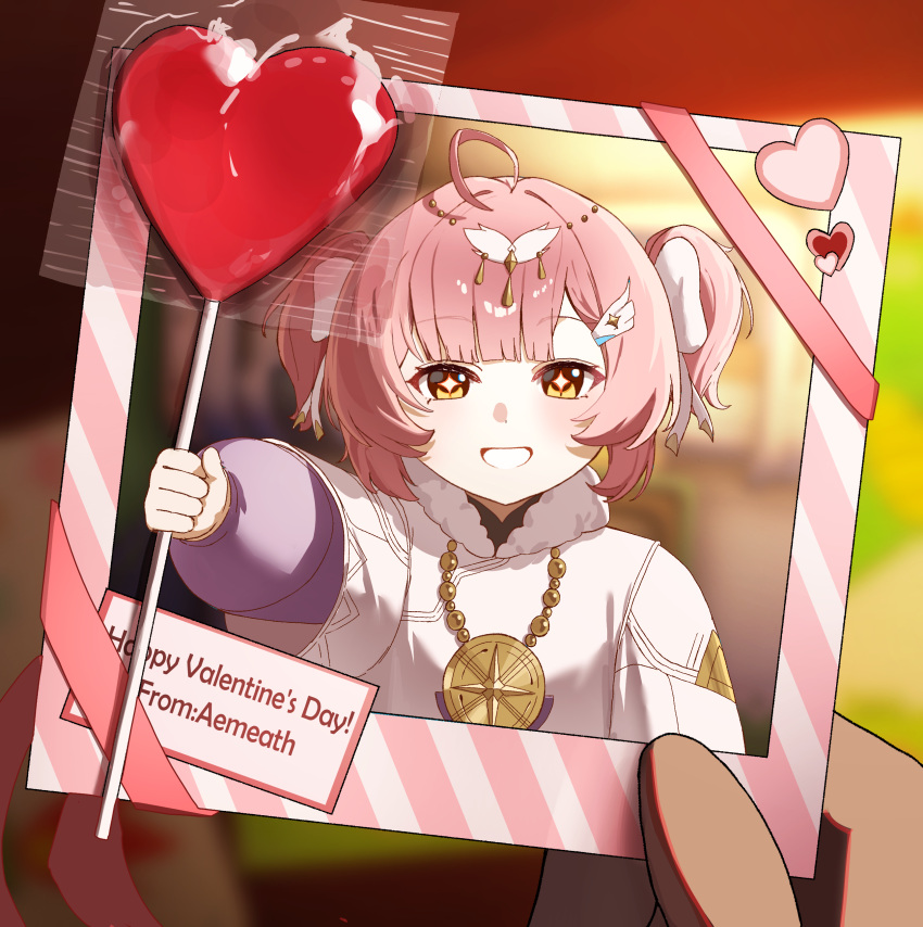 1other, absurdres, aemeath_(wuthering_waves), aemeath_(young)_(wuthering_waves), ahoge, ashamutoki, blurry, blurry_background