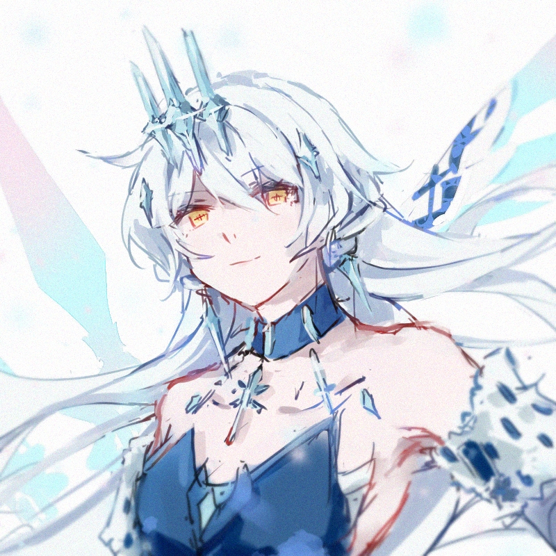 1girl, ahoge, blue_dress, chon_(klliaytong), closed_mouth, commentary_request, dress, hair_ornament
