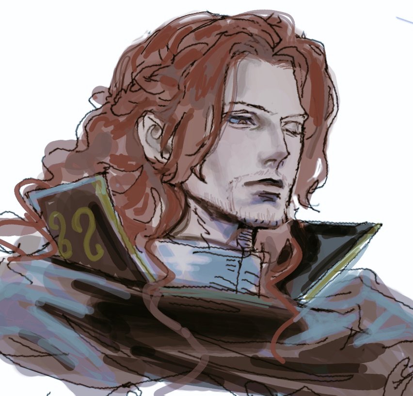 1boy, braid, closed_mouth, commentary_request, figarland_shamrock, high_collar, juugagon, long_hair