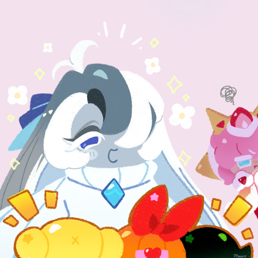 1other, 4girls, black_hair, blonde_hair, blossom_cookie, blue_eyes, blue_hair, blue_whale_cookie