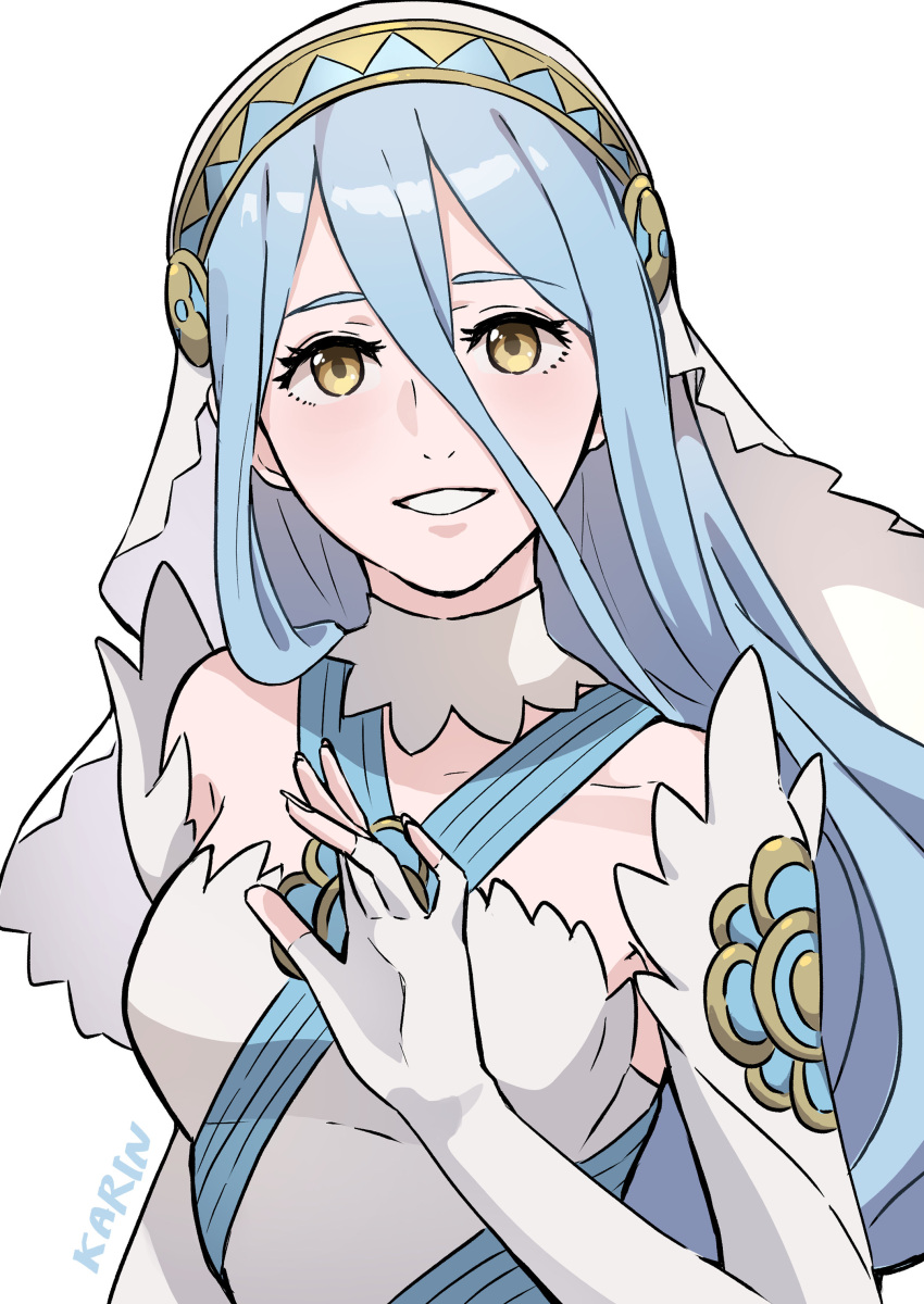 1girl, absurdres, azura_(fire_emblem), bare_shoulders, blue_hair, breasts, commentary_request, detached_sleeves