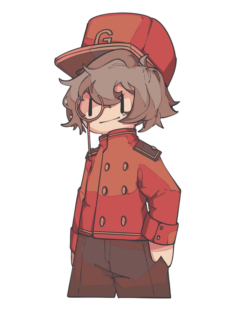 1boy, animification, black_pants, brown_hair, buttons, chinese_commentary, coat, commentary_request