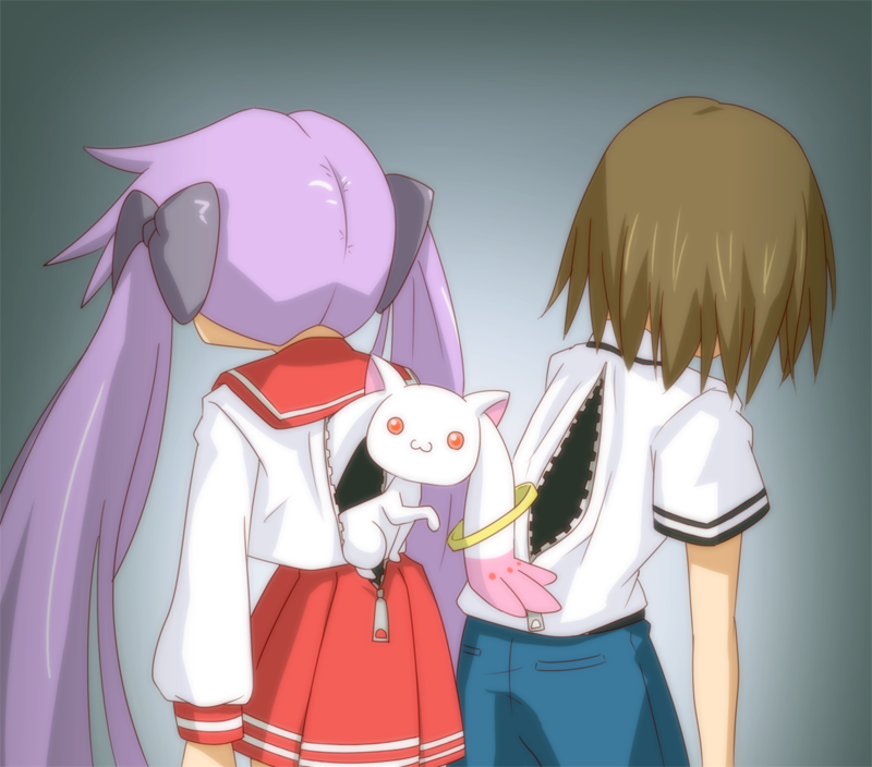 animal_ears, animal_tail, bad_id, baka_to_test_to_shoukanjuu, bow, brown_hair, cosplay, crossover