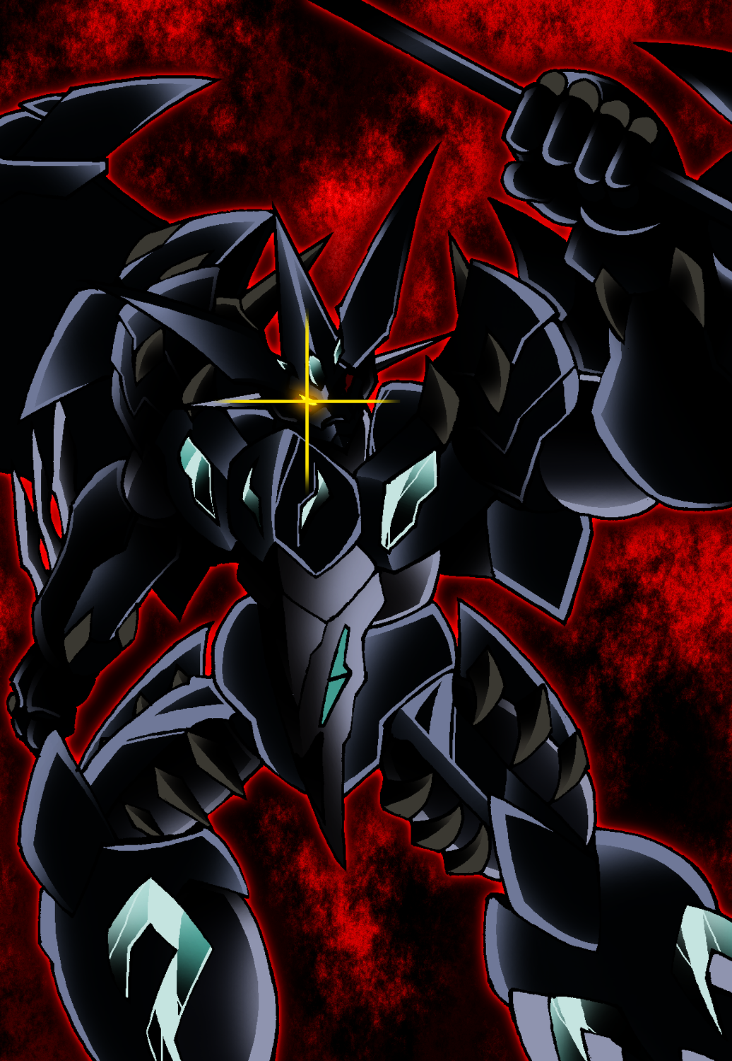 arm_blade, arm_up, armor, black_armor, black_dino_getter, commentary_request, dino_getter, full_body