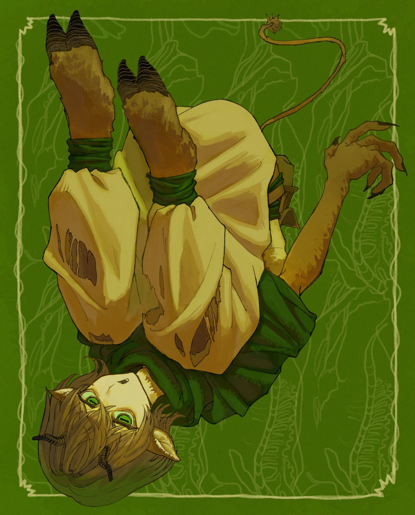 1other, animal_feet, animal_hands, brown_hair, chimera, claws, commentary_request, douk1_1kigire