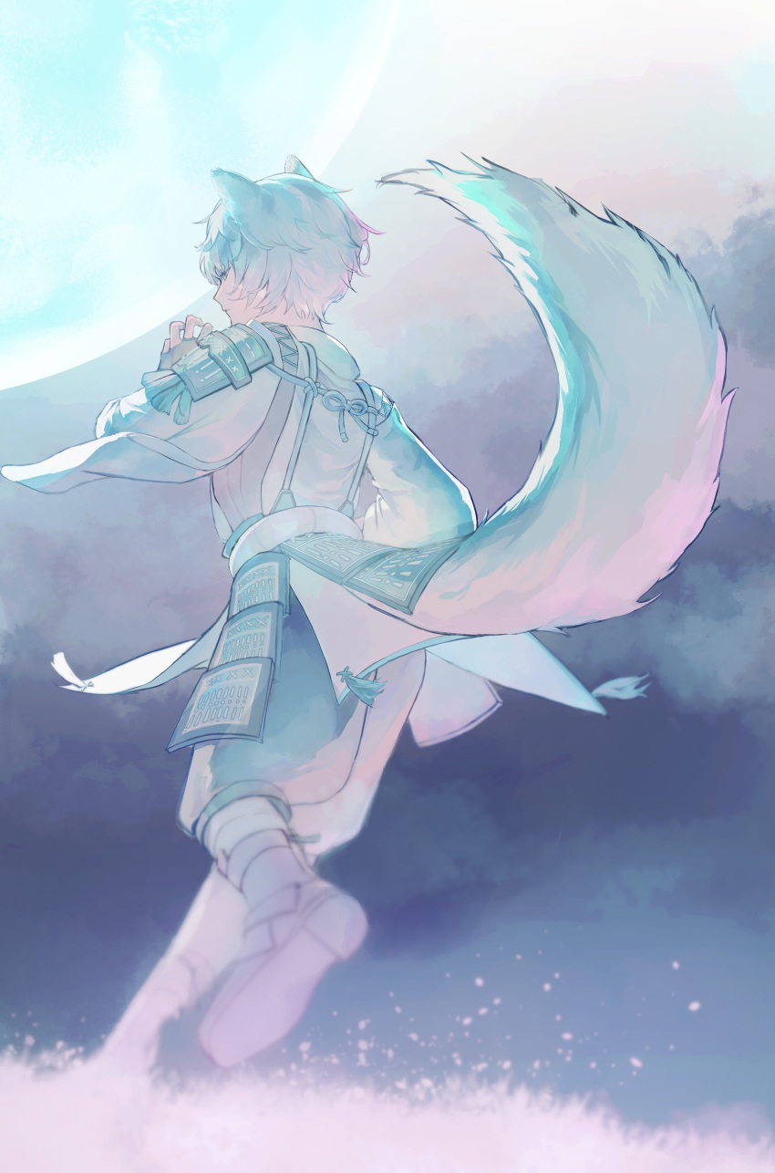 1boy, absurdres, animal_ears, armor, fubuki_(rune_factory), highres, japanese_armor, japanese_clothes