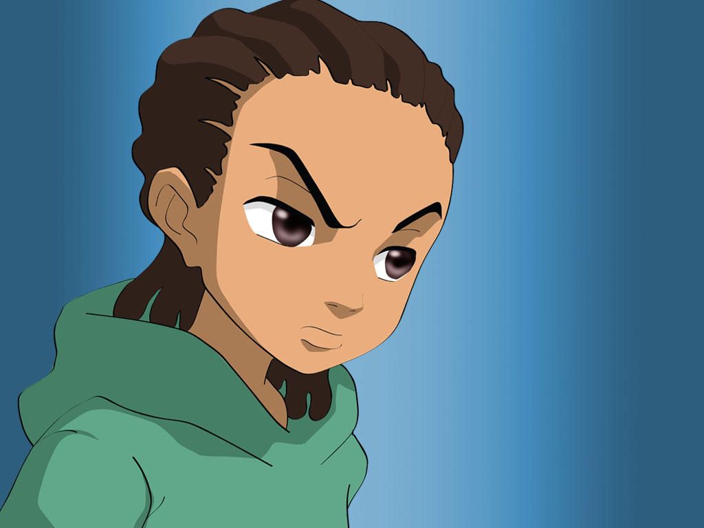 1boy, black_hair, blue_background, brown_eyes, brown_hair, child, commentary, cornrows