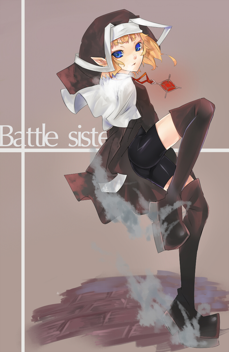 battle_sister_mocha, bike_shorts, blonde_hair, blue_eyes, blush, boots, cardfight!!_vanguard, character_name