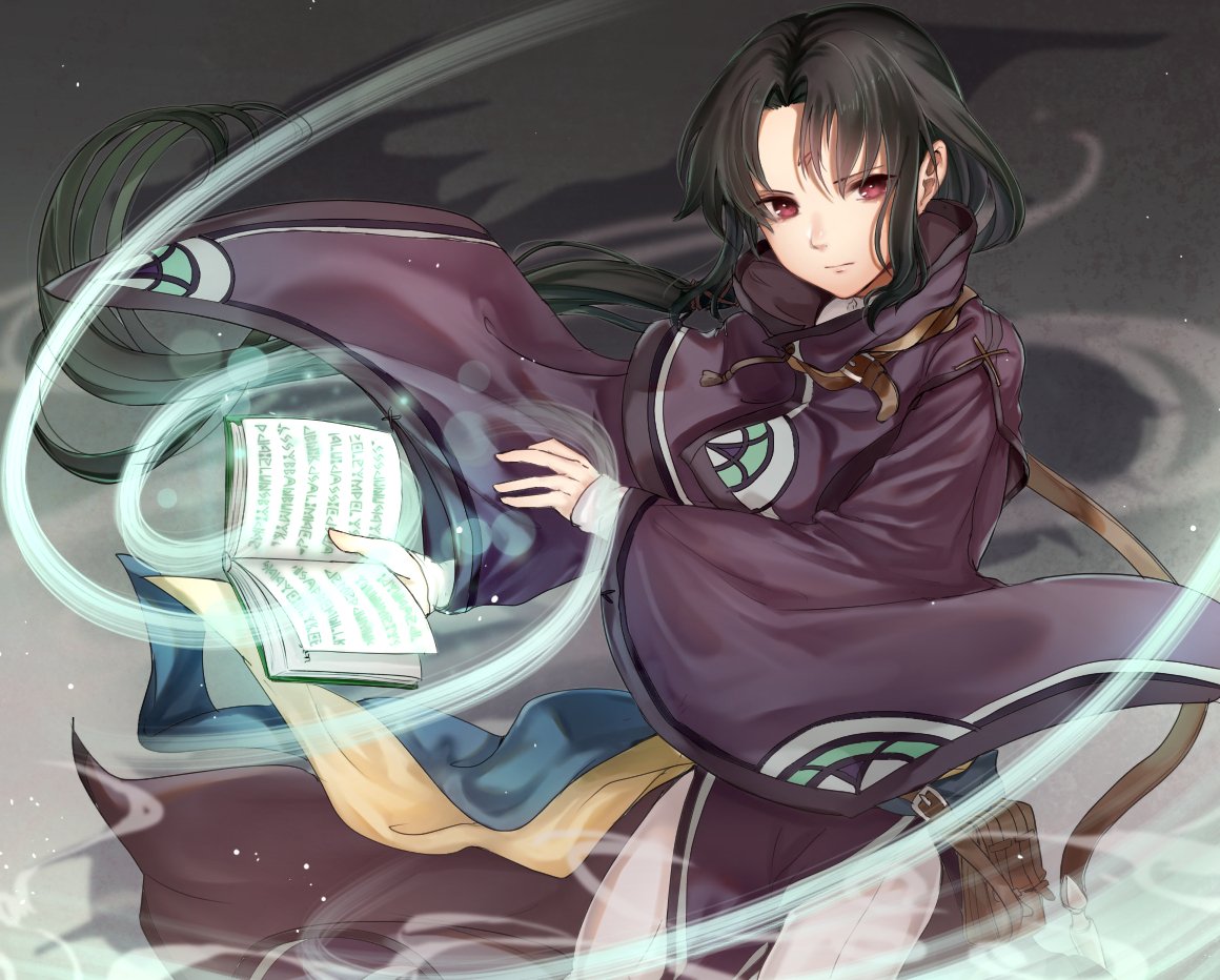 1boy, bishounen, black_hair, book, closed_mouth, commentary, facial_mark, fire_emblem
