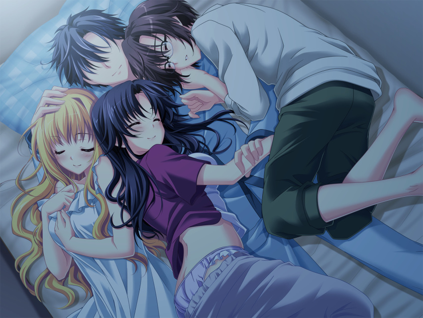 aneiro, bed, character_request, game_cg, glasses, panties, riv, sleeping