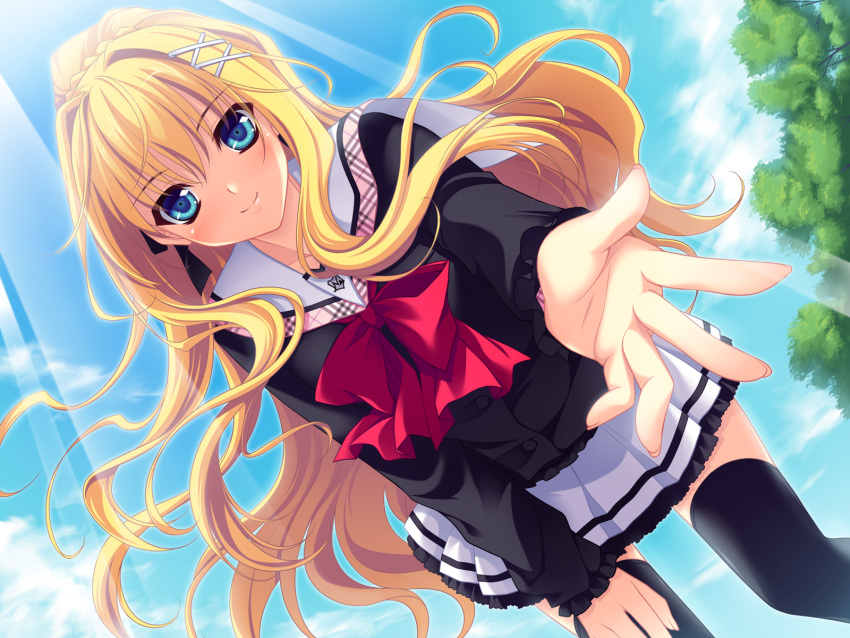 aneiro, blonde_hair, blue_eyes, character_request, game_cg, long_hair, riv, seifuku