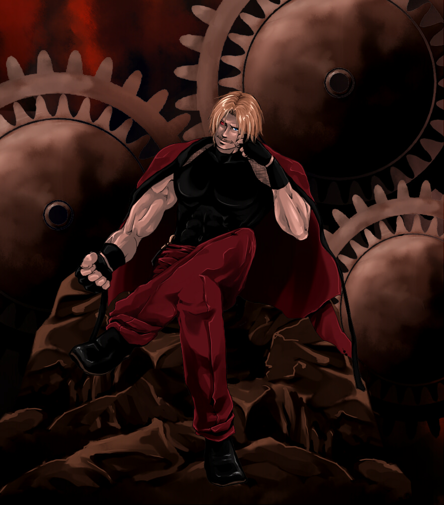 blue_eyes, gloves, k3, king_of_fighters, m.u.g.e.n, male, mugen_(game), muscle