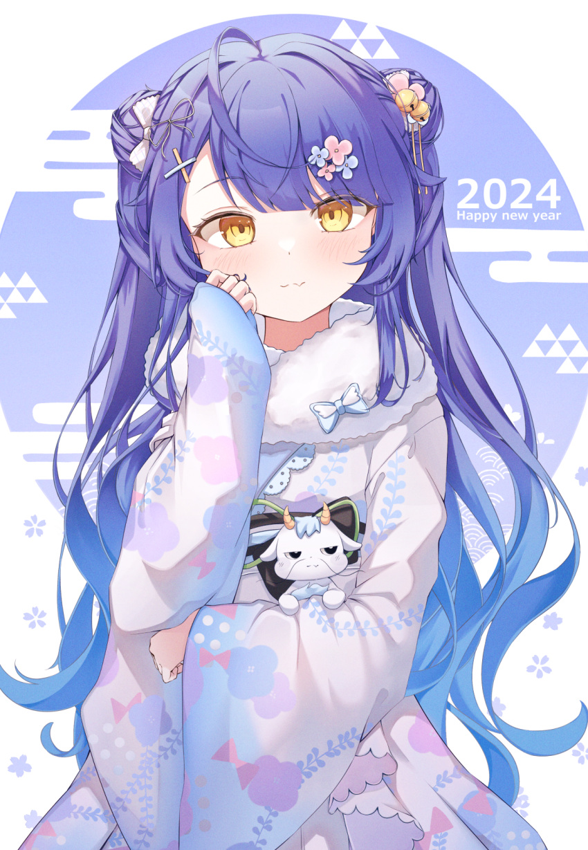 1girl, amamiya_kokoro, amamiya_kokoro_(3rd_costume), bell, blue_hair, blush, bow, bowtie