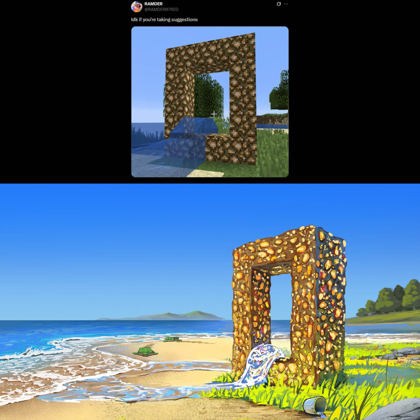 aether_portal, beach, benii21, bucket, clear_sky, commentary, english_commentary, failure