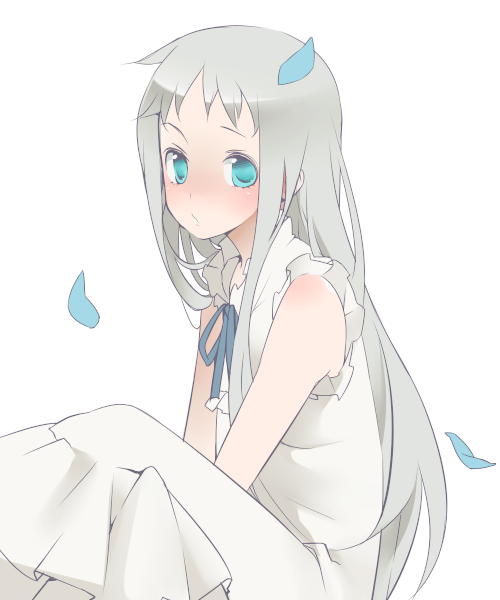 aqua_eyes, dress, honma_meiko, long_hair, silver_hair, tyobimiru