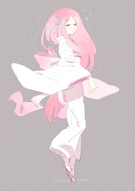 1girl, alternate_costume, alternate_hairstyle, alternate_universe, bow, bowtie, flip-flops, hair_ornament