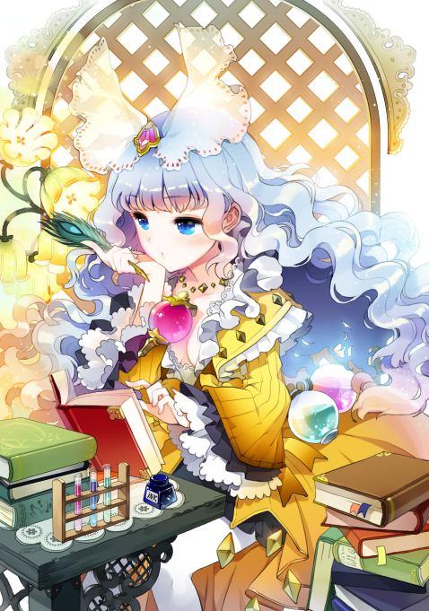 blue_eyes, blue_hair, book, bookmark, cherrypin, clarice, clarice_altheim, colorful