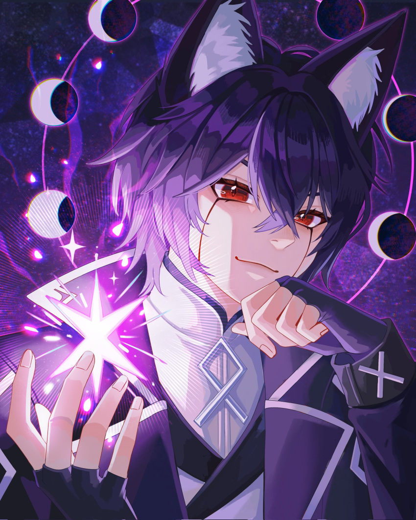 1boy, :3, angrycomputer_studio, animal_ears, blazer, cat_ears, close-up, collared_shirt