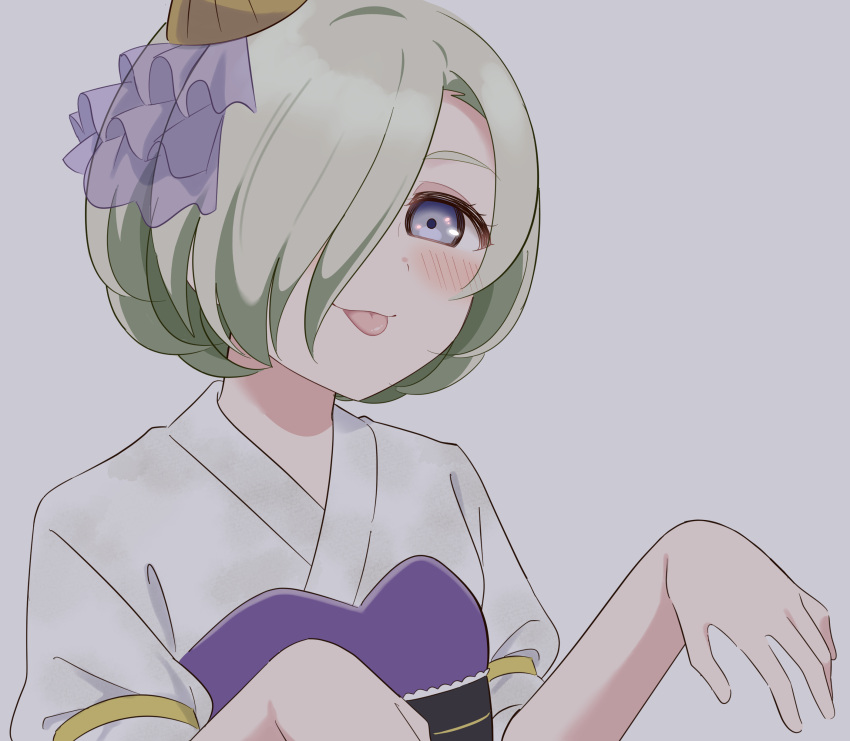 1girl, :p, absurdres, black_sash, blush, brown_hat, closed_mouth, commentary_request
