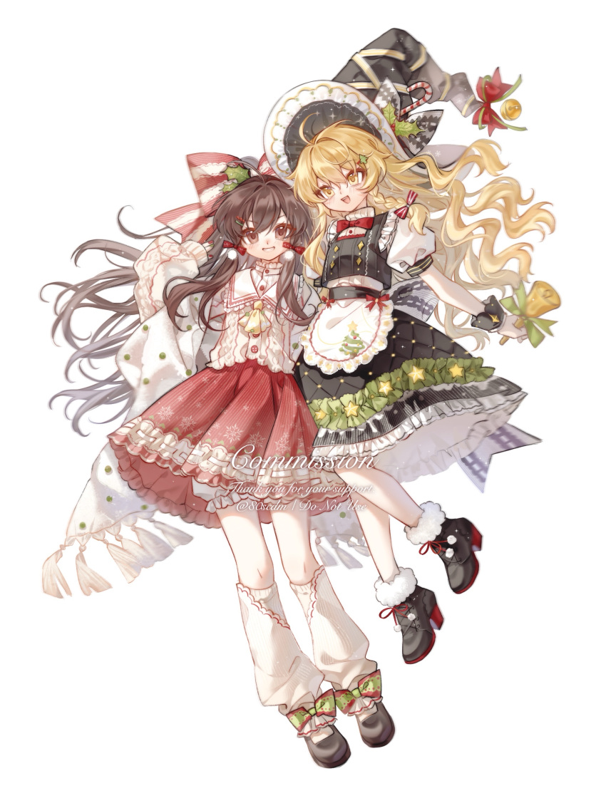 2girls, 80isiiii, :d, absurdres, ahoge, alternate_costume, apron, ascot