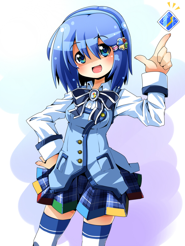 7, blue_hair, cpu, hair_ornament, hairband, intel, madobe_nanami, multicolored_eyes