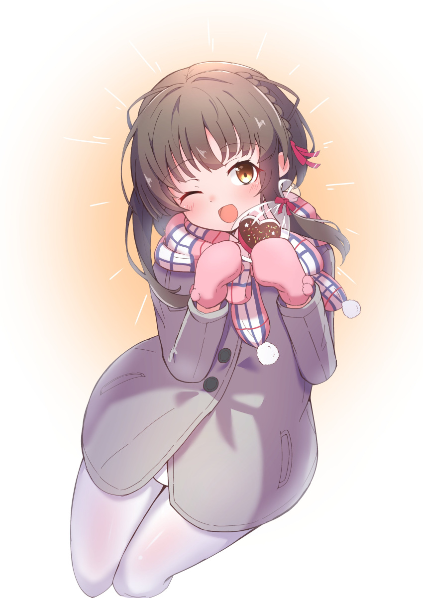 1girl, 702_(naotsu), absurdres, braid, brown_eyes, brown_hair, candy, chocolate