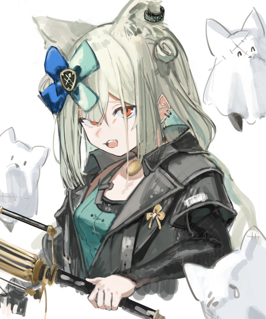 1girl, absurdres, animal_ear_fluff, animal_ears, arknights, black_jacket, breasts, choker