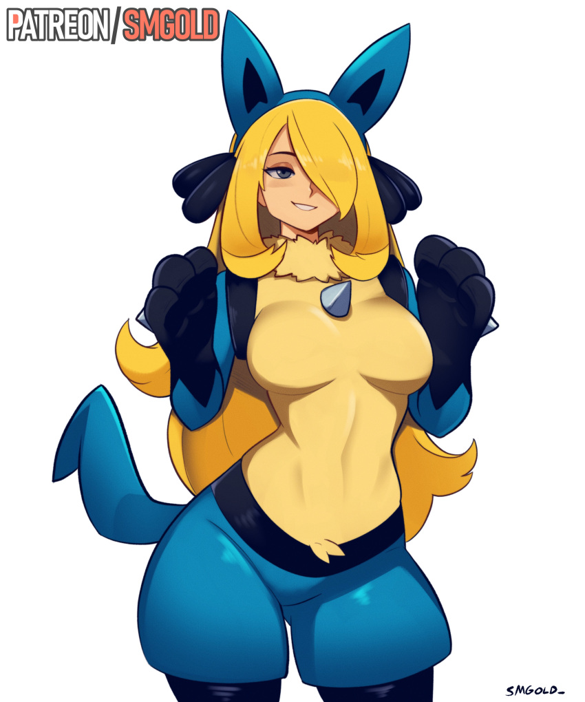 1girl, absurdres, animal_ears, animal_hands, blonde_hair, breasts, character_costume, chest_spike