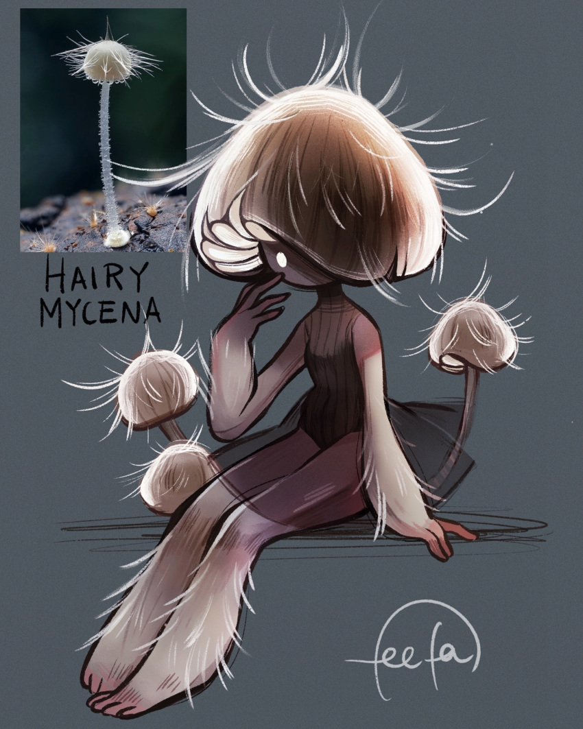 1girl, arm_hair, ballet_dress, dark-skinned_female, dark_skin, english_text, feefal, funguary