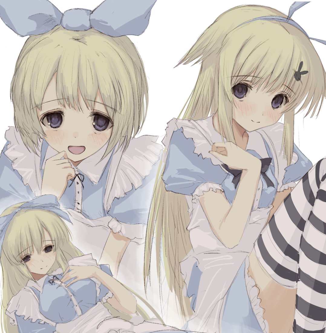 3girls, alice_(black_souls), apron, black_bow, black_bowtie, black_souls, black_souls_2, blonde_hair