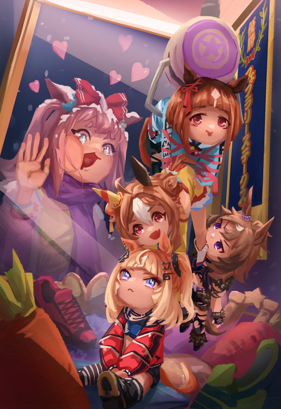 +_+, 1girl, against_glass, agnes_digital_(casual)_(umamusume), agnes_digital_(umamusume), ahoge, animal_ears, aqua_coat