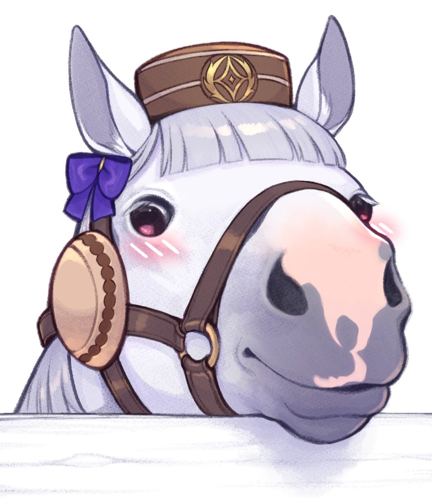 1girl, animal_ears, animal_focus, animalization, blush, bow, bridle, gold_ship_(racehorse)