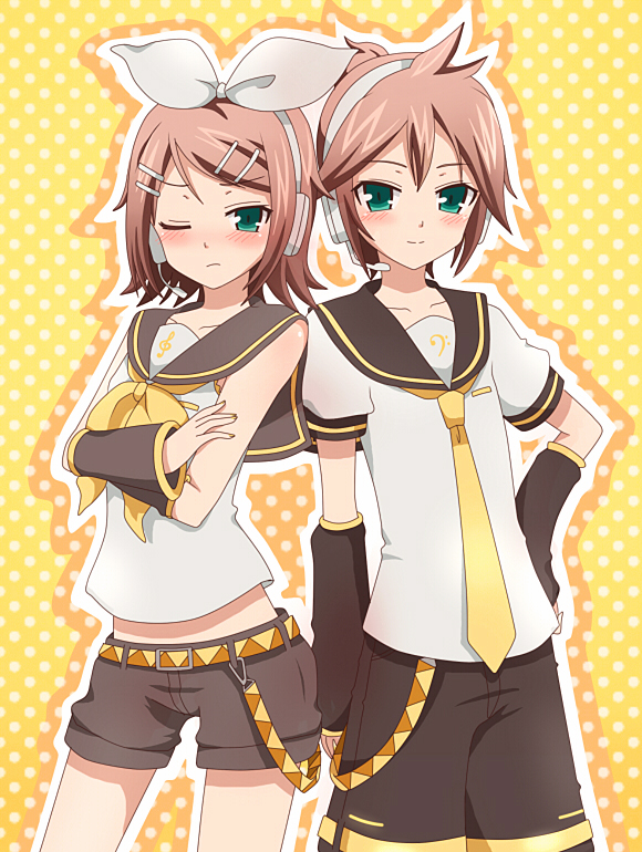 androgynous, ascot, baka_to_test_to_shoukanjuu, bass_clef, blush, brother_and_sister, brown_hair, cosplay