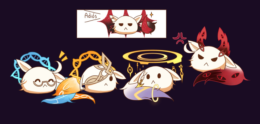 absurdres, anger_vein, angry, asmoday_(genshin_impact), black_background, closed_eyes, closed_mouth, commentary
