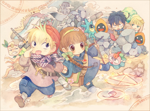 :p, braid, brown_hair, character_request, gipple, gomas, kukuri, mahoujin_guruguru