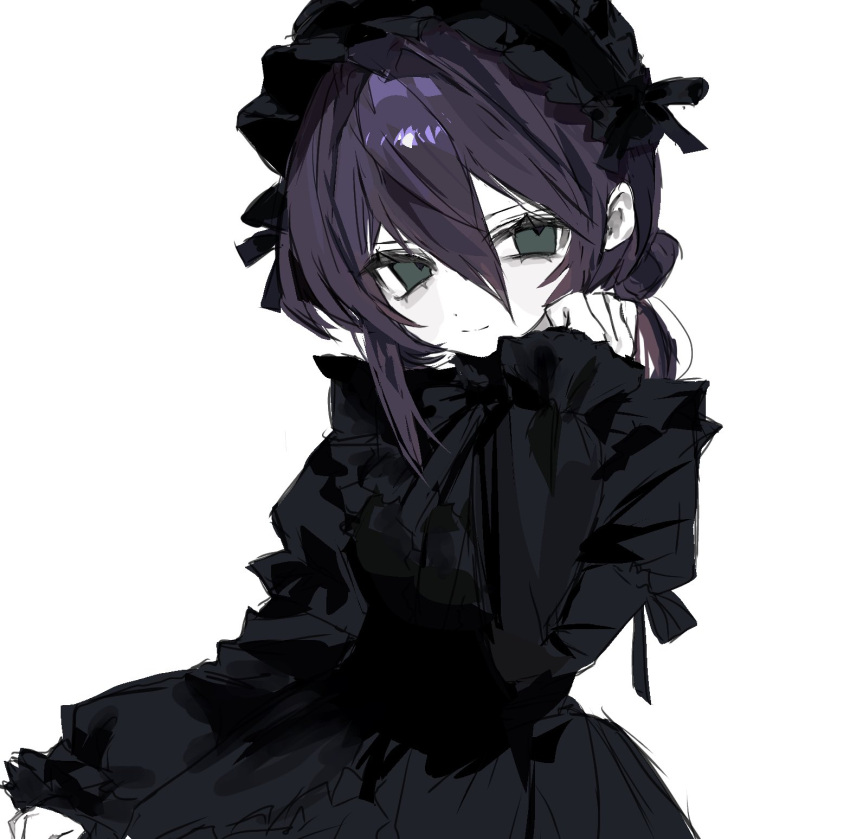 1girl, black_dress, black_ribbon, chainsaw_man, dress, frilled_dress, frilled_hairband, frills