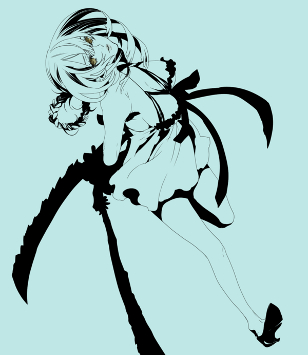 dress, kaine_(nier), nier, npn, ribbon, solo, yellow_eyes