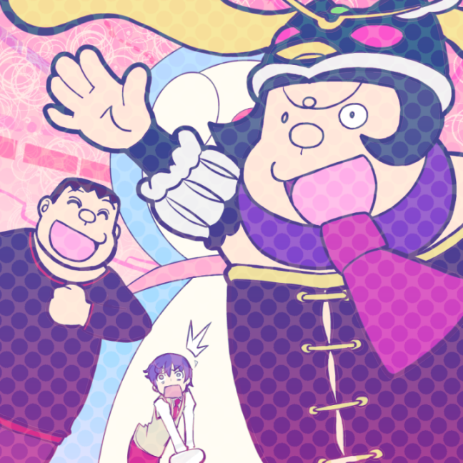 cosplay, crossover, doraemon, gouda_jaiko, gouda_takeshi, hat, jaiko, kimura_subaru, mawaru_penguindrum, momojiri_tarou, open_mouth, polka_dot, princess_of_the_crystal, princess_of_the_crystal_(cosplay), seiyuu_connection, seizon_senryaku, siblings, smile, takakura_shouma
