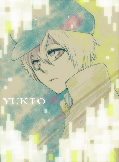 1boy, androgynous, bleach, commentary_request, from_side, frown, hair_between_eyes, hat, jacket, limited_palette, male_focus, portrait, solo, tamaki_(arrowroute829), yukio_hans_vorarlberna