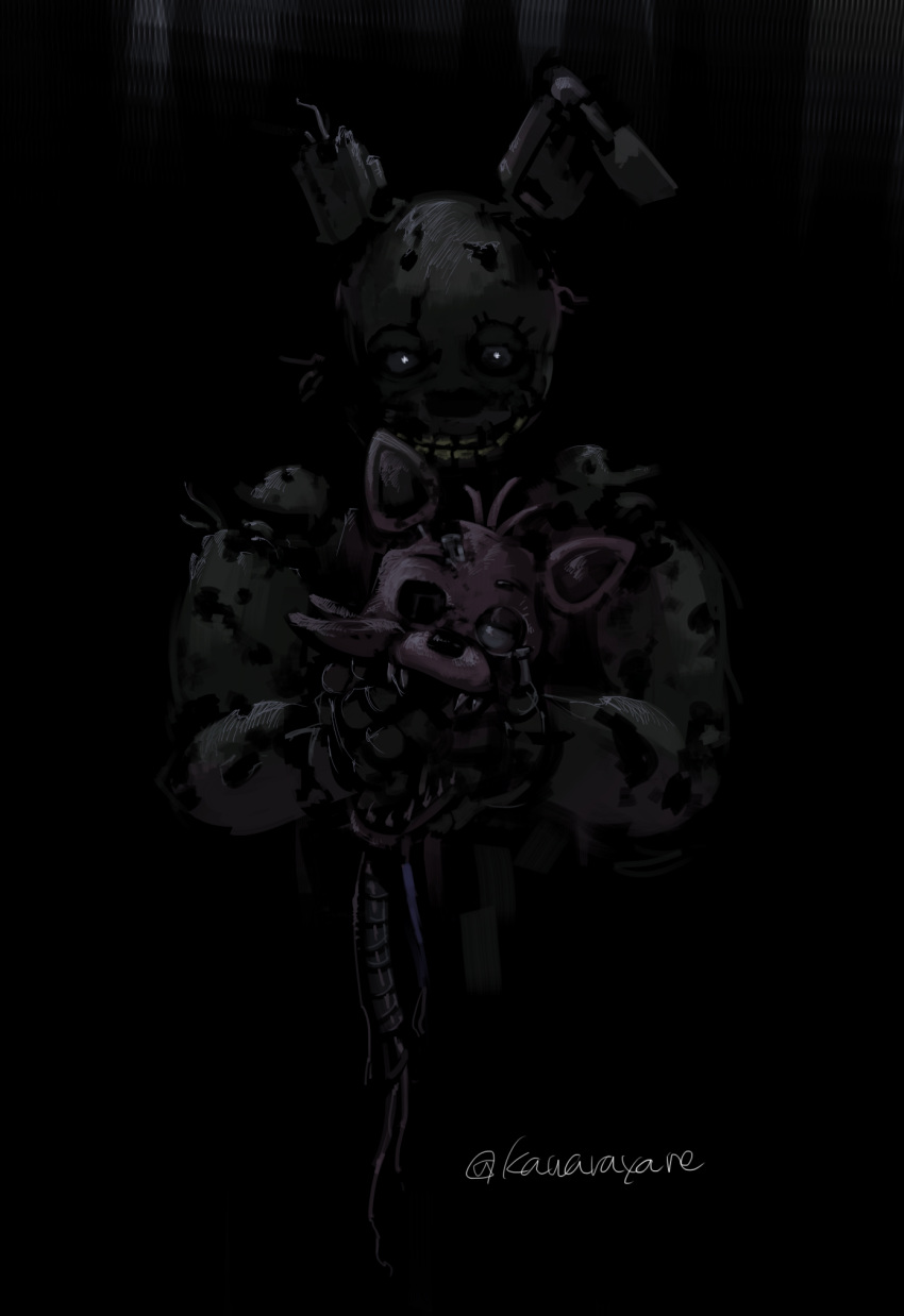 1boy, animal_ears, animal_nose, commentary_request, damaged, exposed_internal_machinery, five_nights_at_freddy's, five_nights_at_freddy's_3