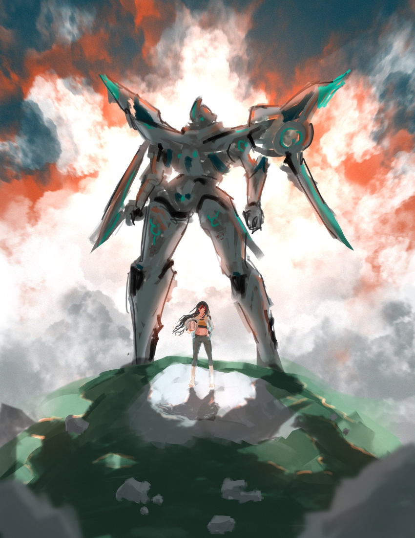 1girl, absurdres, black_hair, boots, commentary, crop_top, eiyuu_densetsu, emilia_harling